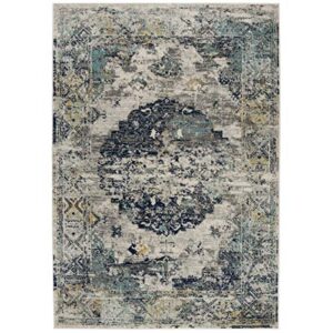 safavieh madison collection 3′ x 5′ light grey/blue mad158f oriental medallion distressed non-shedding living room bedroom accent rug