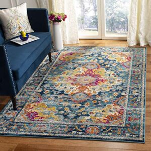 safavieh madison collection 6′ x 9′ teal / fuchsia mad154l boho chic medallion non-shedding living room bedroom dining home office area rug