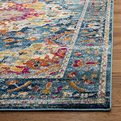 SAFAVIEH Madison Collection 6' x 9' Teal / Fuchsia MAD154L Boho Chic Medallion Non-Shedding Living Room Bedroom Dining Home Office Area Rug