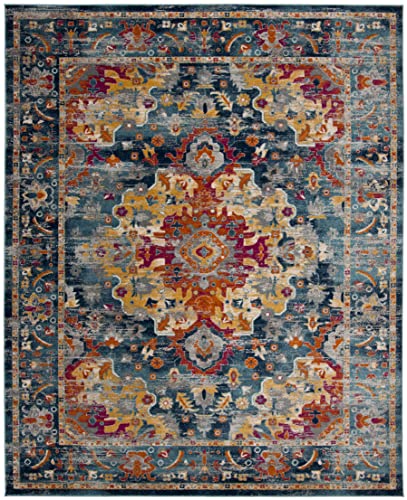 SAFAVIEH Madison Collection 6' x 9' Teal / Fuchsia MAD154L Boho Chic Medallion Non-Shedding Living Room Bedroom Dining Home Office Area Rug