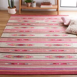 safavieh cotton kilim collection 4′ x 6′ red / ivory klc301q handmade southwestern boho tribal cotton area rug