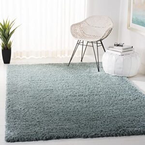 SAFAVIEH Madrid Shag Collection 9' x 12' Aqua MDG256J Solid Non-Shedding Living Room Bedroom Dining Room Entryway Plush 1.6-inch Thick Area Rug