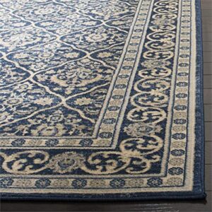 SAFAVIEH Brentwood Collection 5'3" x 7'6" Navy / Light Grey BNT870M Oriental Damask Trellis Non-Shedding Living Room Bedroom Dining Home Office Area Rug