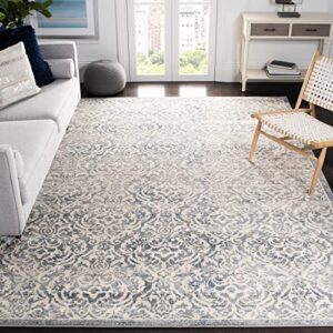 SAFAVIEH Brentwood Collection 8' x 10' Light Grey/Blue BNT810G Damask Non-Shedding Living Room Bedroom Dining Home Office Area Rug