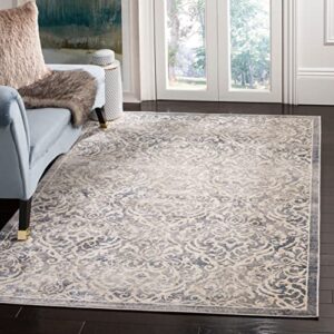 SAFAVIEH Brentwood Collection 8' x 10' Light Grey/Blue BNT810G Damask Non-Shedding Living Room Bedroom Dining Home Office Area Rug