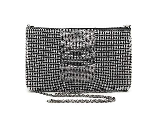 Frewahmesh Women clutch metal mesh evening purse bag for Cocktail Party Prom Wedding Banquet (Gun metal)