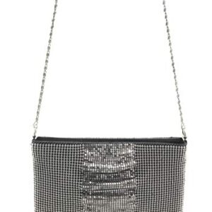 Frewahmesh Women clutch metal mesh evening purse bag for Cocktail Party Prom Wedding Banquet (Gun metal)