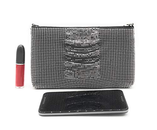 Frewahmesh Women clutch metal mesh evening purse bag for Cocktail Party Prom Wedding Banquet (Gun metal)