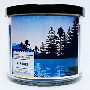 bath and body works 3-wick scented candle in flannel 14.5 ounces