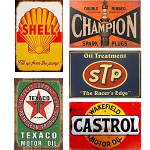 flowerbeads retro tin signs vintage signs auto motorcycle gasoline garage home wall decoration metal plaques – 5pcs 20x30cm