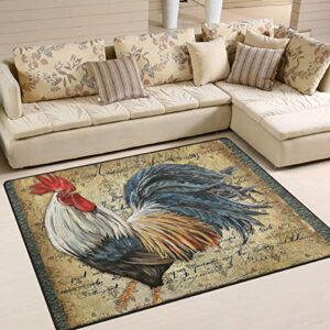 awesome rooster chicken area rug 5’x 7′, educational polyester area rug mat for living dining dorm room bedroom home decorative