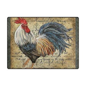 Awesome Rooster Chicken Area Rug 5'x 7', Educational Polyester Area Rug Mat for Living Dining Dorm Room Bedroom Home Decorative