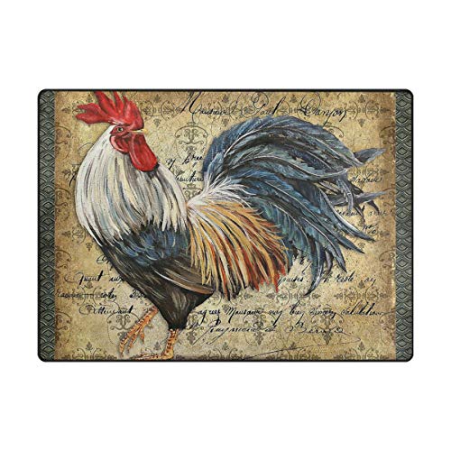 Awesome Rooster Chicken Area Rug 5'x 7', Educational Polyester Area Rug Mat for Living Dining Dorm Room Bedroom Home Decorative