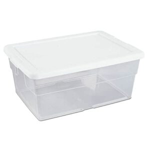 sterilite 16 quart multipurpose clear plastic stacking storage container box with secure latching lid for home or office organization, 60 pack