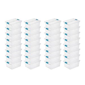 sterilite deep clear plastic stackable storage container bin box tote with clear latching lid organizing solution for home & classroom, 32 pack