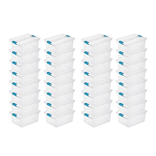 Sterilite Deep Clear Plastic Stackable Storage Container Bin Box Tote with Clear Latching Lid Organizing Solution for Home & Classroom, 32 Pack