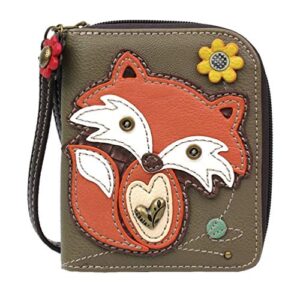 chala fox zip-around wallet/wristlet, gift for fox lovers