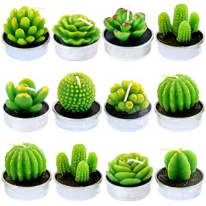 swpeet 12pcs decorative succulent cactus tealight candles kit, cute smokeless succulent plants perfect for candles festival wedding props and house-warming party