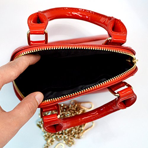 U Scinan Patent Leather Top Handle Tote Bag Mini Zip Around Dome Shoulder Bag Shell Shape Cross Body Handbag Purse Satchel