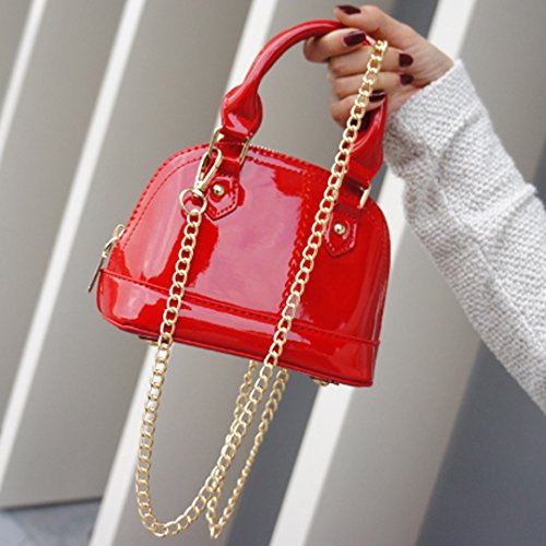 U Scinan Patent Leather Top Handle Tote Bag Mini Zip Around Dome Shoulder Bag Shell Shape Cross Body Handbag Purse Satchel