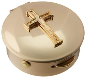 cathedral art metal (abbey & ca gift) polished brass pyx with cross/pill/keepsake box