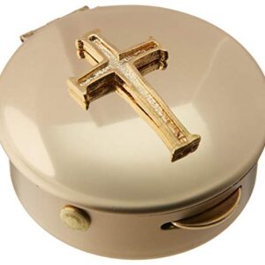 Cathedral Art Metal (Abbey & CA Gift) Polished Brass PYX with Cross/Pill/Keepsake Box