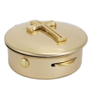 Cathedral Art Metal (Abbey & CA Gift) Polished Brass PYX with Cross/Pill/Keepsake Box