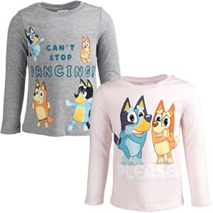 Bluey Toddler Girls 2 Pack T-Shirts Grey/Pink 2T