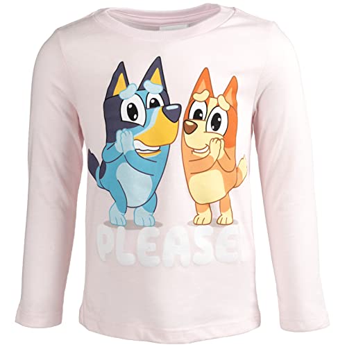 Bluey Toddler Girls 2 Pack T-Shirts Grey/Pink 2T