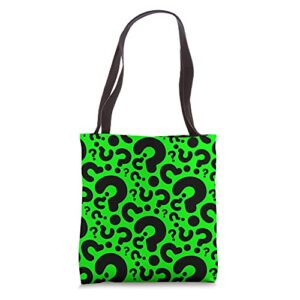 acid green question mark halloween tote bag