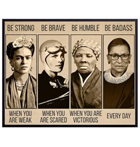 be strong be brave be badass poster 8×10- ruth bader ginsburg, amelia earhart- motivational wall decor -uplifting encouragement gifts for women – inspirational positive quotes wall art print gift