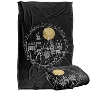 harry potter blanket, 36″x58″, hogwarts full moon line art, silky touch super soft throw blanket