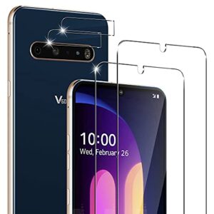 cizerin [2+2 pack] tempered glass screen protector for lg v60 thinq /5g / 5g uw – and camera lens protector – anti-fingerprint – shatter proof – (not for the dual screen)