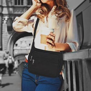 Feeliwant Crossbody Bag for Women Nylon Shoulder Bag Messenger Bag Casual Purse Handbag Black Small