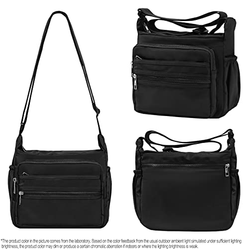 Feeliwant Crossbody Bag for Women Nylon Shoulder Bag Messenger Bag Casual Purse Handbag Black Small