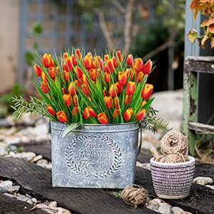 Guagb 8 Bundles Outdoor Artificial Tulips Fake Flowers UV Resistant Faux Plastic Greenery Shrubs Plants for Home Outside Garden Porch Window Farmhouse Decor (Orange)