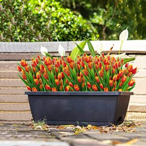 Guagb 8 Bundles Outdoor Artificial Tulips Fake Flowers UV Resistant Faux Plastic Greenery Shrubs Plants for Home Outside Garden Porch Window Farmhouse Decor (Orange)