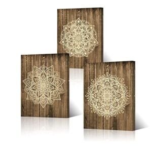 simiwow canvas prints mandala wall art rustic home decor picture meditation decor yoga room bedroom bathroom wall decor framed ready to hang 12x16inchx3 panels