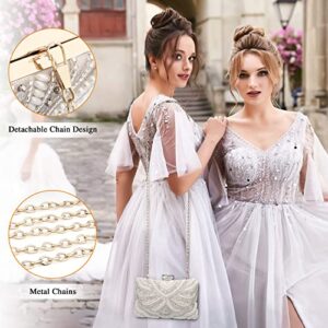 UBORSE Women Evening Clutch Bags Vintage Wedding Purse Beaded Bags Cocktail Party Bridal Prom Handbag for Women（Apricot）