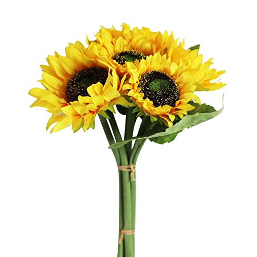 Levana.m Artificial Sunflower 6Pcs Fake Sunflowers Realistic Silk Sunflower Bouquet with Stems for Wedding Decor Baby Shower Arrangement Table Centerpieces Outdoor Indoor Decor