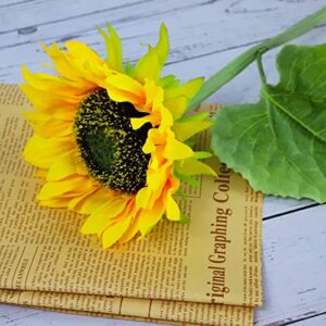 Levana.m Artificial Sunflower 6Pcs Fake Sunflowers Realistic Silk Sunflower Bouquet with Stems for Wedding Decor Baby Shower Arrangement Table Centerpieces Outdoor Indoor Decor