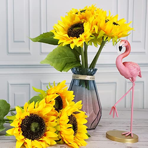 Levana.m Artificial Sunflower 6Pcs Fake Sunflowers Realistic Silk Sunflower Bouquet with Stems for Wedding Decor Baby Shower Arrangement Table Centerpieces Outdoor Indoor Decor