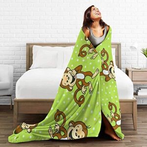 Uyomarer Funny Monkeys Green Throw Blanket Soft Throws for Adult Kids Summer Blanket for Couch Bed Sofa, Black, 60x50