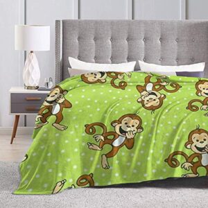 Uyomarer Funny Monkeys Green Throw Blanket Soft Throws for Adult Kids Summer Blanket for Couch Bed Sofa, Black, 60x50