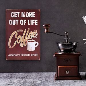 4 PCS Tin Sign Vintage Metal Coffee Plaque Poster Home Wall Decor, TIE-DailyNec Retro Tin Signs Painting Art Decoration for Cafe Restaurant Garage Club Bar, 8 X 12 Inches