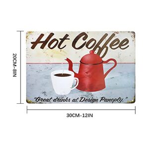 4 PCS Tin Sign Vintage Metal Coffee Plaque Poster Home Wall Decor, TIE-DailyNec Retro Tin Signs Painting Art Decoration for Cafe Restaurant Garage Club Bar, 8 X 12 Inches