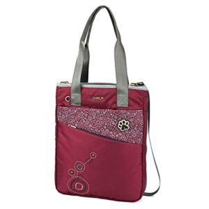 chala group handbags paw print cv venture zip around tote shoulder bag – dog mom dog lover, burgundy