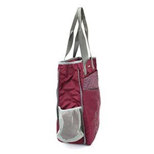 Chala Group Handbags Paw Print CV Venture Zip Around Tote Shoulder Bag - Dog Mom Dog Lover, Burgundy