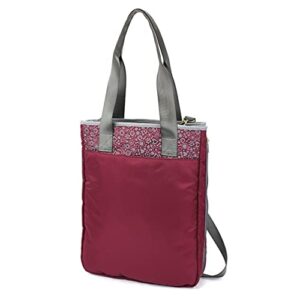 Chala Group Handbags Paw Print CV Venture Zip Around Tote Shoulder Bag - Dog Mom Dog Lover, Burgundy