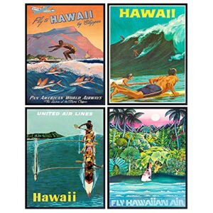 hawaii wall decor – hawaiian wall art – hawaiian wall decor – tropical decor – surfing wall art – surf decor – ocean wall decor – vintage travel posters – 8×10 picture set